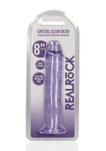 Load image into Gallery viewer, Realrock Crystal Clear Straight No Balls Dildo - Clear/Purple - 8in