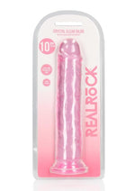 Load image into Gallery viewer, Realrock Crystal Clear Straight No Balls Dildo - Clear/Pink - 10in