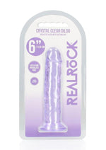 Load image into Gallery viewer, Realrock Crystal Clear Straight No Balls Dildo - Clear/Purple - 6in