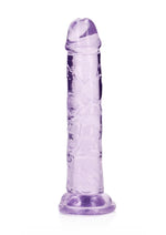 Load image into Gallery viewer, Realrock Crystal Clear Straight No Balls Dildo - Clear/Purple - 6in