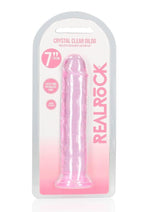 Load image into Gallery viewer, Realrock Crystal Clear Straight No Balls Dildo - Clear/Pink - 7in