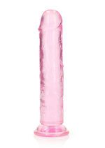 Load image into Gallery viewer, Realrock Crystal Clear Straight No Balls Dildo - Clear/Pink - 7in