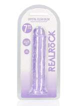 Load image into Gallery viewer, Realrock Crystal Clear Straight No Balls Dildo - Clear/Purple - 7in