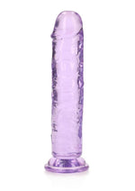 Load image into Gallery viewer, Realrock Crystal Clear Straight No Balls Dildo - Clear/Purple - 7in