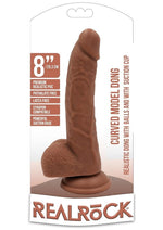 Load image into Gallery viewer, Realrock Curved Realistic Dildo with Balls and Suction Cup - Caramel - 8in