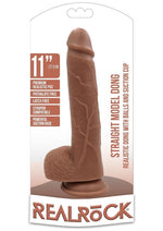 Load image into Gallery viewer, Realrock Straight Realistic Dildo with Balls and Suction Cup - Caramel - 11in