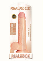 Load image into Gallery viewer, Realrock Straight Realistic Dildo with Balls and Suction Cup - Vanilla - 11in