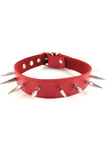 Load image into Gallery viewer, Rouge Adjustable Leather Spiked Collar - Red