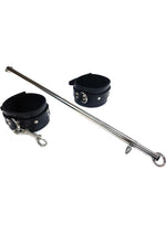 Load image into Gallery viewer, Rouge Adjustable Leg Spreader Bar with Leather Cuffs - Black/Metal