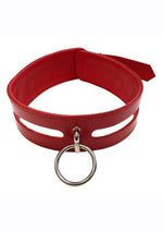 Load image into Gallery viewer, Rouge Leather Fashion Bondage Collar with O-Ring - Red