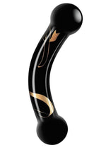 Load image into Gallery viewer, Secret Kisses Handblown Double Ended Glass Dildo - Black/Gold - 5.5in