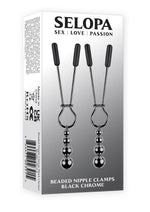Load image into Gallery viewer, Selopa Beaded Nipple Clamps - Black Chrome - Black