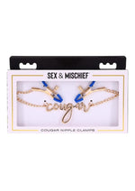 Load image into Gallery viewer, Sex and Mischief Cougar Nipple Clamps - Blue/Gold/Navy