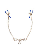 Load image into Gallery viewer, Sex and Mischief Cougar Nipple Clamps - Blue/Gold/Navy