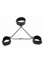 Load image into Gallery viewer, Sex and Mischief Shadow Sparkle Collar and Cuff - Black - Set