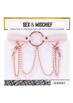 Load image into Gallery viewer, Sex and Miscielf Peaches 'N Creame Collar with Nipple Clamps - Ivory/Rose Gold