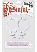 Load image into Gallery viewer, Sinful Metal Cuffs with Keys and Love Rope - Metal/White