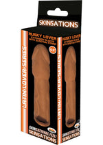 Load image into Gallery viewer, Skinsations Latin Lover Husky Lover Extension Sleeve with Scrotum Strap - Caramel - 6.5in