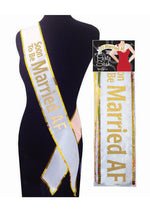 Load image into Gallery viewer, Soon to Be Married AF Party Sash - Gold/White