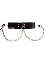 Load image into Gallery viewer, Sportsheets Collar with Nipple Clamps - Black/Silver