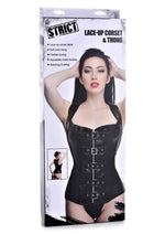 Load image into Gallery viewer, Strict Lace-Up Corset Vest and Thong - Black - Medium