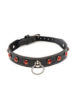 Load image into Gallery viewer, Strict Rhinestone Choker with O-Ring - Black/Red