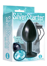 Load image into Gallery viewer, The 9's - The Silver Starter Bejeweled Annodized Stainless Steel Plug - Aqua/Black/Blue