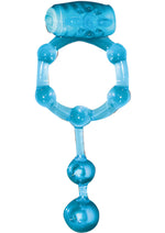 Load image into Gallery viewer, The Macho Erection Keeper Vibrating Cock Ring - Blue