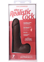 Load image into Gallery viewer, The Realistic Cock with Balls Ultraskyn Removable Vac-U-Lock Suction Cup - Chocolate - 7in