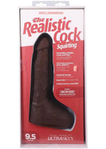 Load image into Gallery viewer, The Realistic Cock with Balls Ultraskyn Squirting with Removable Vac-U-Lock Suction Cup - Chocolate - 9.5in