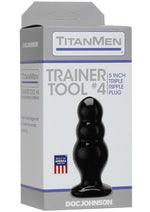 Load image into Gallery viewer, Titanmen Trainer Tool #4 Triple Ripple Anal Plug - Black - 5in