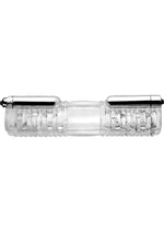 Load image into Gallery viewer, Tom Of Finland Head to Head Vibrating Sleeve - Clear/Gray