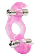 Load image into Gallery viewer, Triple Orgasms Enhancer Vibrating Cock Ring with Clitoral Stimulation - Pink