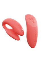 Load image into Gallery viewer, We-Vibe Chorus Rechargeable Couples Vibrator with Squeeze Control - Crave - Coral/Orange