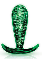 Load image into Gallery viewer, WhipSmart Glass Butt Plug with Curved Base - Clear/Glow In The Dark - 3.5in