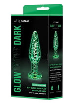 Load image into Gallery viewer, WhipSmart Glass Butt Plug with Flat Base - Clear/Glow In The Dark - 3.5in