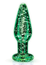 Load image into Gallery viewer, WhipSmart Glass Butt Plug with Flat Base - Clear/Glow In The Dark - 3.5in