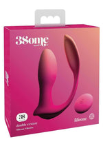 Load image into Gallery viewer, 3Some Double Ecstasy Silicone Rechargeable Vibrator with Remote Control - Pink
