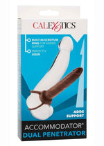 Load image into Gallery viewer, Accommodator Dual Penetrator Dildo Cock Ring - Brown
