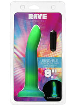 Load image into Gallery viewer, Addiction Rave Silicone Glow In The Dark Dildo - Blue/Glow In The Dark/Green - 8in
