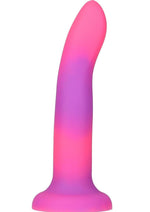 Load image into Gallery viewer, Addiction Rave Silicone Glow In The Dark Dildo - Glow In The Dark/Pink/Purple - 8in
