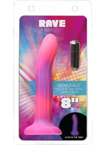 Load image into Gallery viewer, Addiction Rave Silicone Glow In The Dark Dildo - Glow In The Dark/Pink/Purple - 8in
