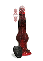 Load image into Gallery viewer, Alien Nation Fire Dragon Silicone Thrusting Dildo - Black/Red
