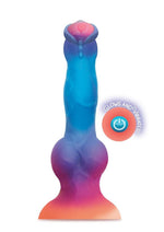Load image into Gallery viewer, Alien Nation Glo-Spot Silicone Glow In The Dark Vibrating Dildo - Blue/Pink
