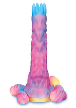 Load image into Gallery viewer, Alien Nation Glo-Vopositor Silicone Glow In The Dark Dildo with Eggs - Blue/Glow In The Dark/Pink

