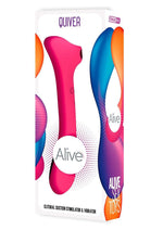 Load image into Gallery viewer, Alive Quiver Rechargeable Silicone Dual End Vibrator and Clitoral Stimulator - Magenta/Purple

