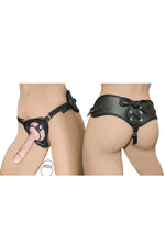 Load image into Gallery viewer, All American Whoppers Realskin Straight Dildo and Universal Harness - Flesh/Vanilla - 5in
