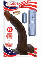 Load image into Gallery viewer, All American Whoppers Vibrating Dildo with Balls and Bullet - Brown/Chocolate - 8in
