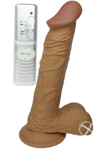Load image into Gallery viewer, All American Whoppers Vibrating Dildo with Balls Latin - Brown/Caramel - 8in
