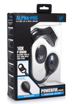 Load image into Gallery viewer, Alpha Pro 10x P-Bomb Silicone Rechargeable Cock and Ball Ring with Plug and Remote Control - Black
